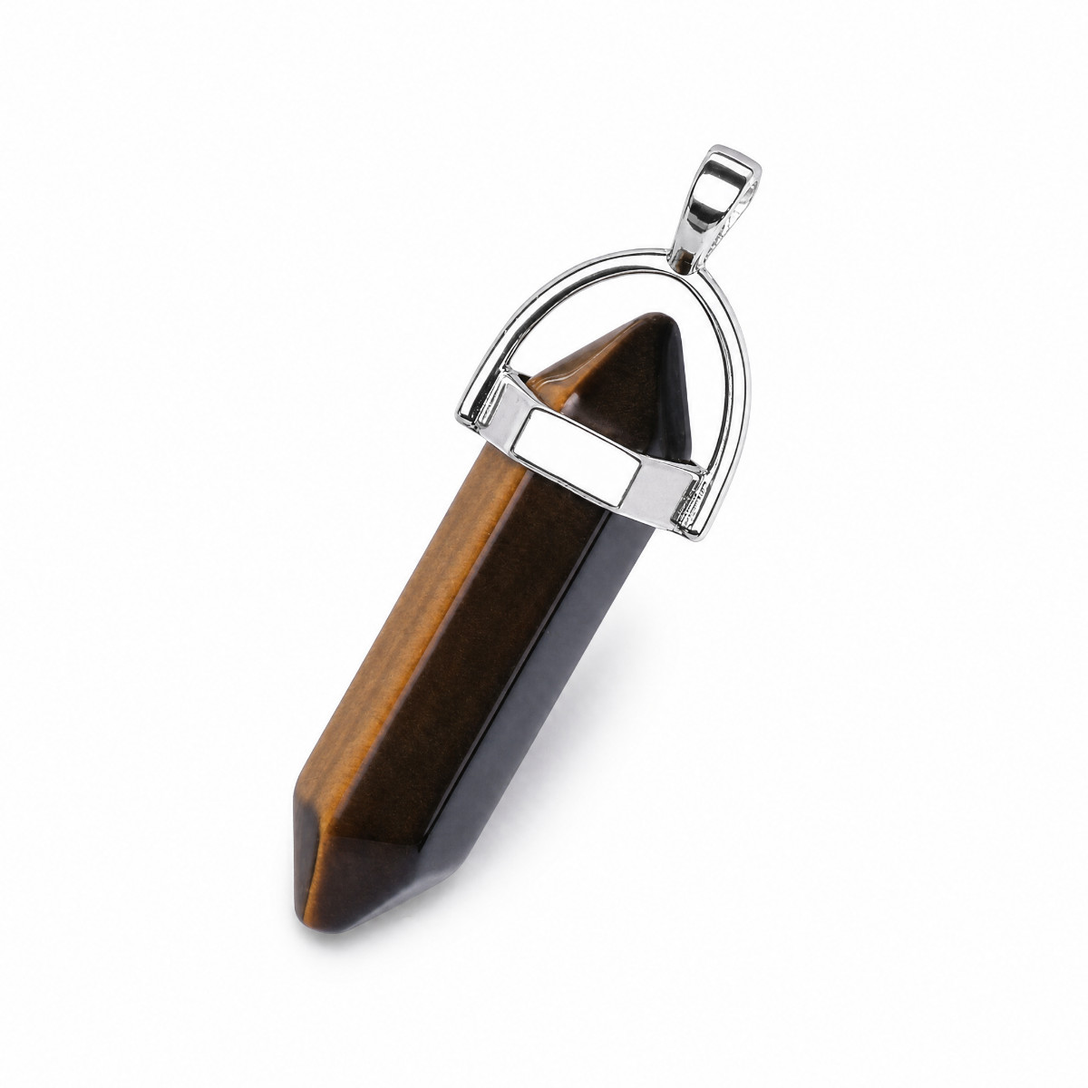 Natural Stone Hexagonal Pendant Necklace Healing Crystal Quartz Chakra Jewelry