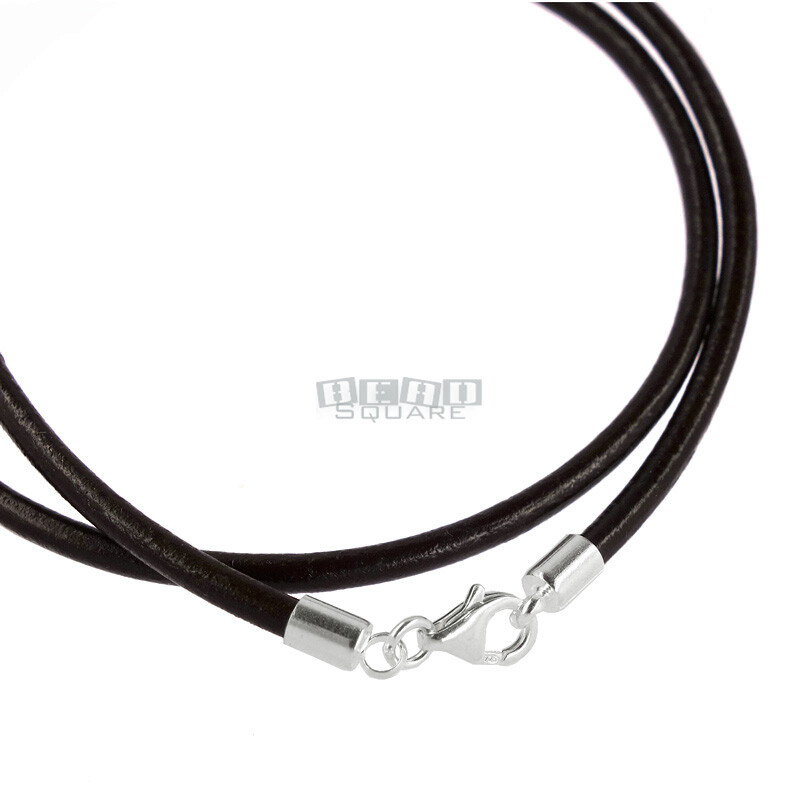 Sterling Silver 3mm Round Genuine Leather Cord Necklace / Bracelet Lobster Clasp
