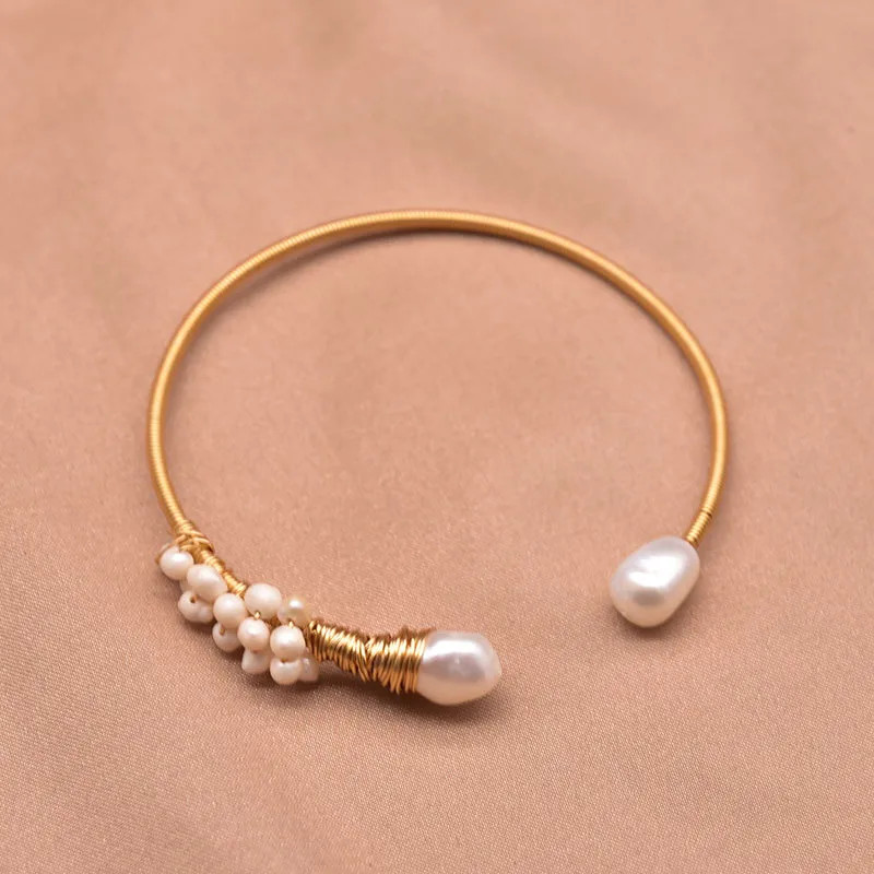 18K Gold Plated Freshwater Pearl Turquoise Bracelet Women’s Adjustable Gift