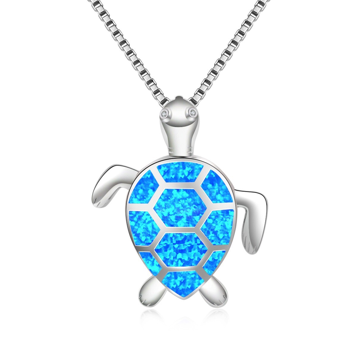 Hawaii Blue Fire Opal Turtle wave Necklace pendants Silver Filled For Women Girl