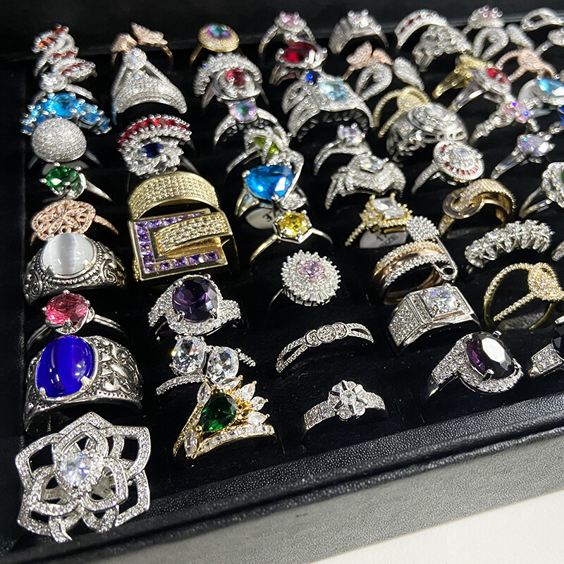 20/100Pcs Wholesale Bulk Lot Women’s Vintage Crystal Metal Jewelry Mixed Rings
