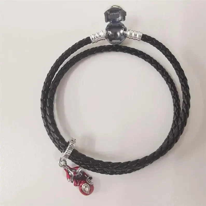 P genuine hanging spider-man double loop braided leather bracelet set