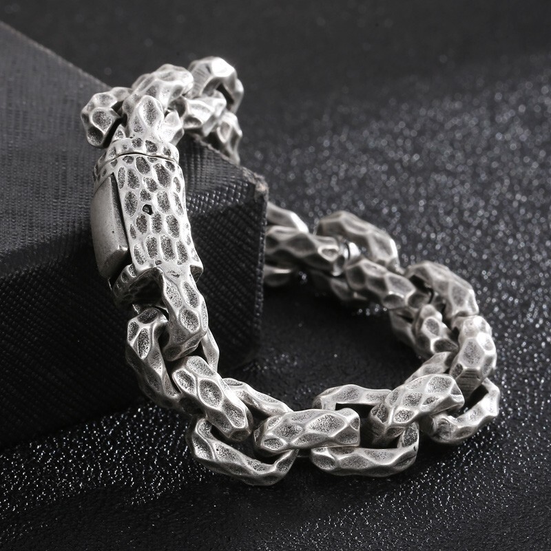 Personality Design Pattern Link Chain Bracelet For Mens Stainless Steel 13mm 9”