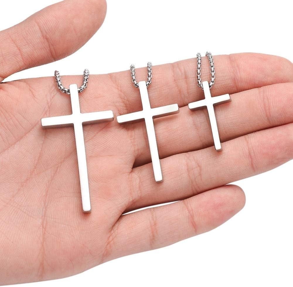 Stylish Cross Pendant Necklace for Men – Hypoallergenic Steel – 16 to 30 Inch