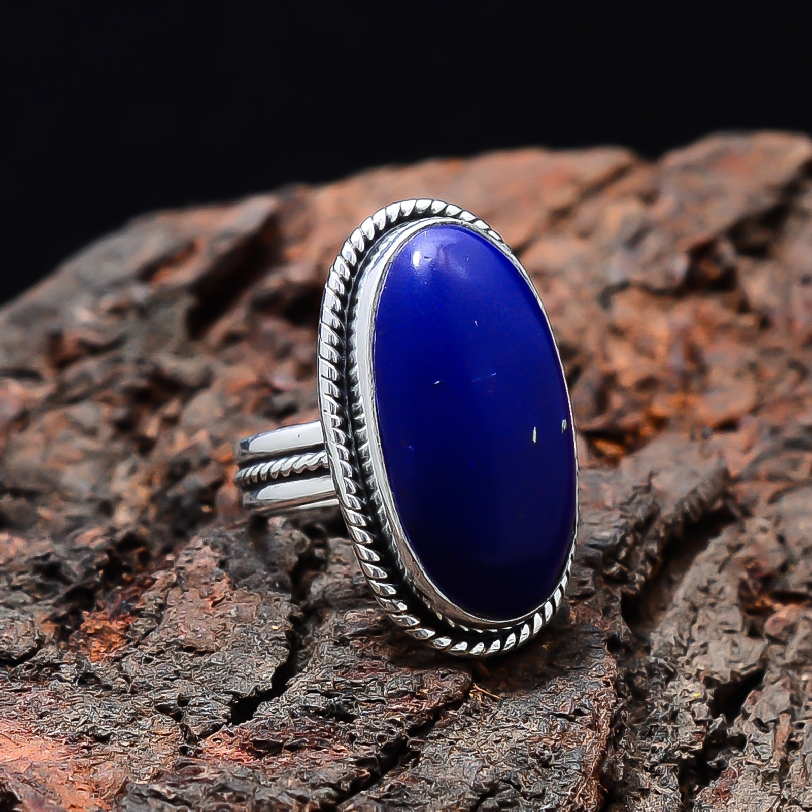 Lapis Lazuli Artisan 925 Sterling Silver Ring S.7.5 R12504