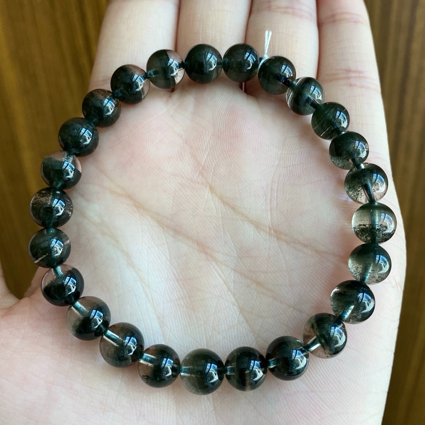 7.8mm Natural Green Phantom Quartz Bracelet healing Wealth Luck Crystal Jewelry