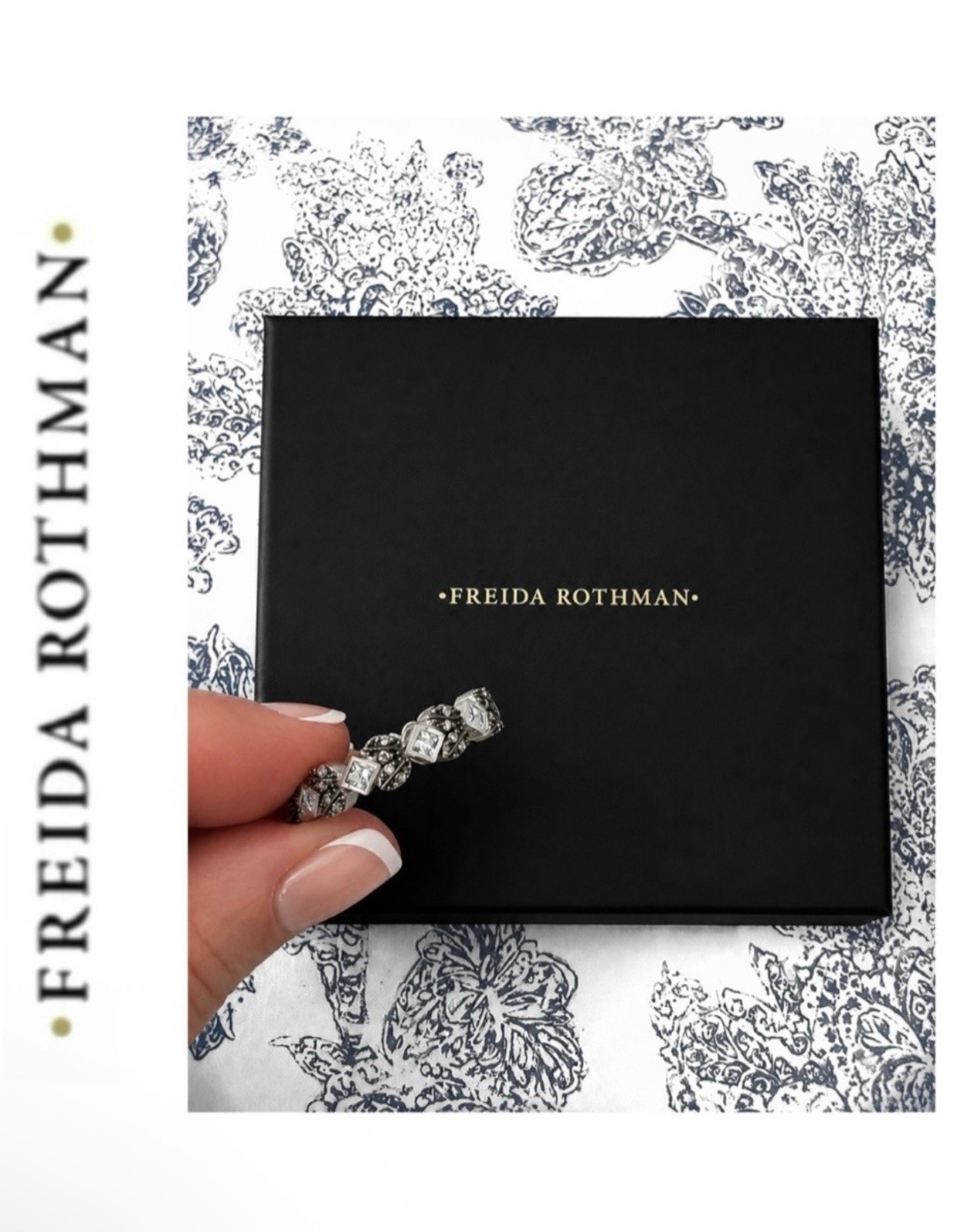 Freida Rothman FR 925 Sterling Silver Black Rhodium Matte FinishStacking Ring 8