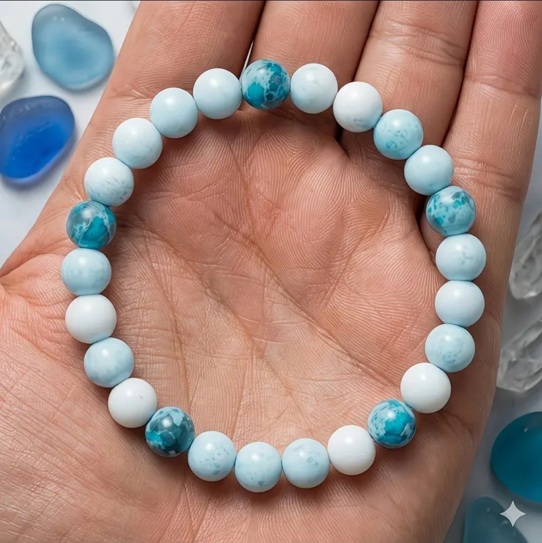 6PCS Natural Stone Bead Bracelet Set Love Luck Anxiety Stress Relief Gift 8mm