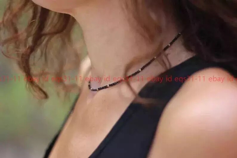 Beautiful Black Spinel Gold Filled 3MM Faceted Round Gemstone Necklace 14-36″