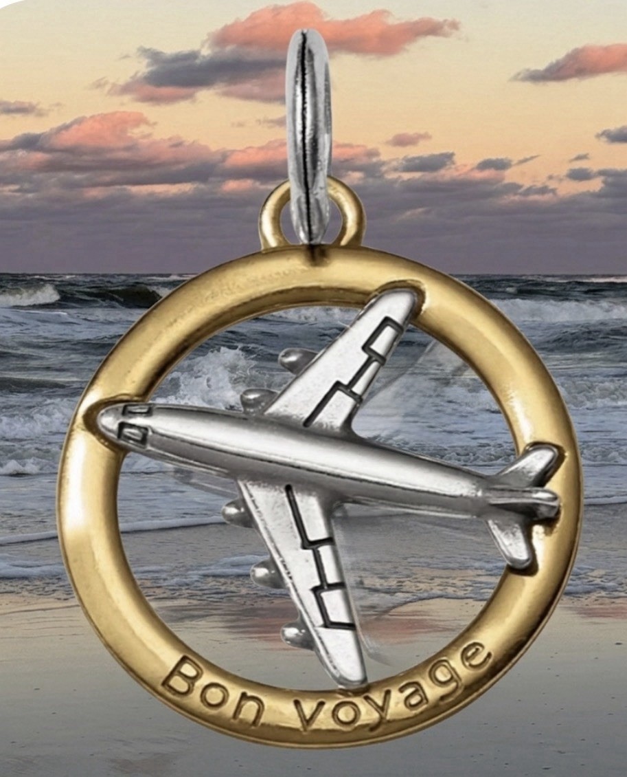 Brighton TRAVEL Charm Airplane NWOT Boho Style JC4232 Two Tone List $22
