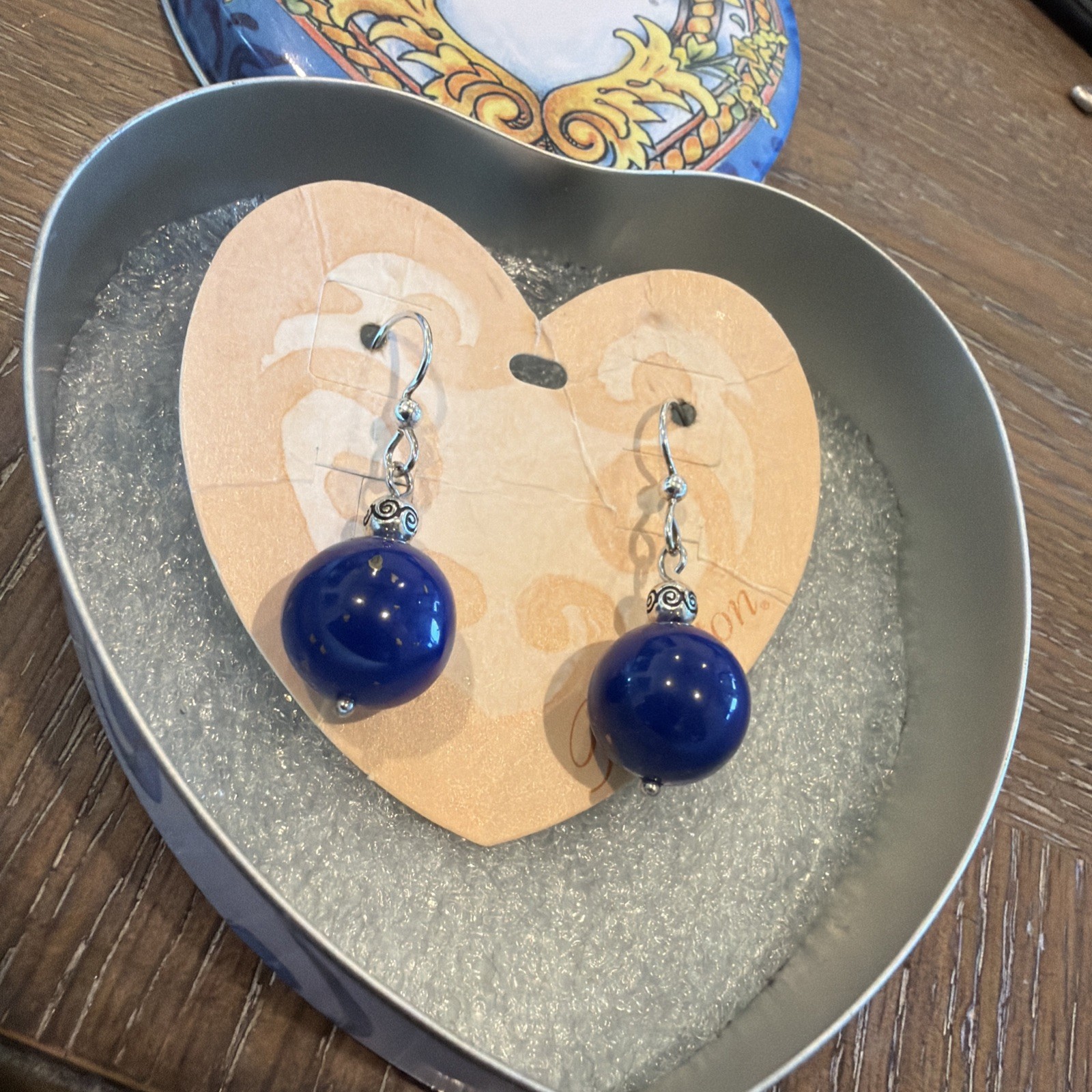 Brighton SOL Blue French Wire Drop Dangle Earrings W/Tin **RETIRED**