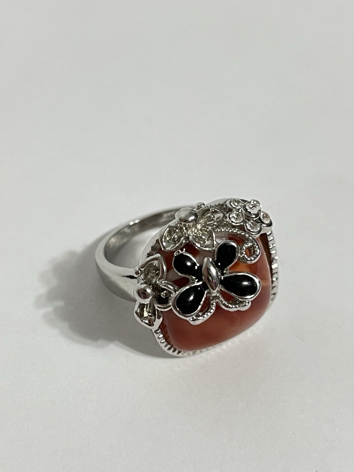 Vintage Reflective Orange Ring with Butterfly for Women