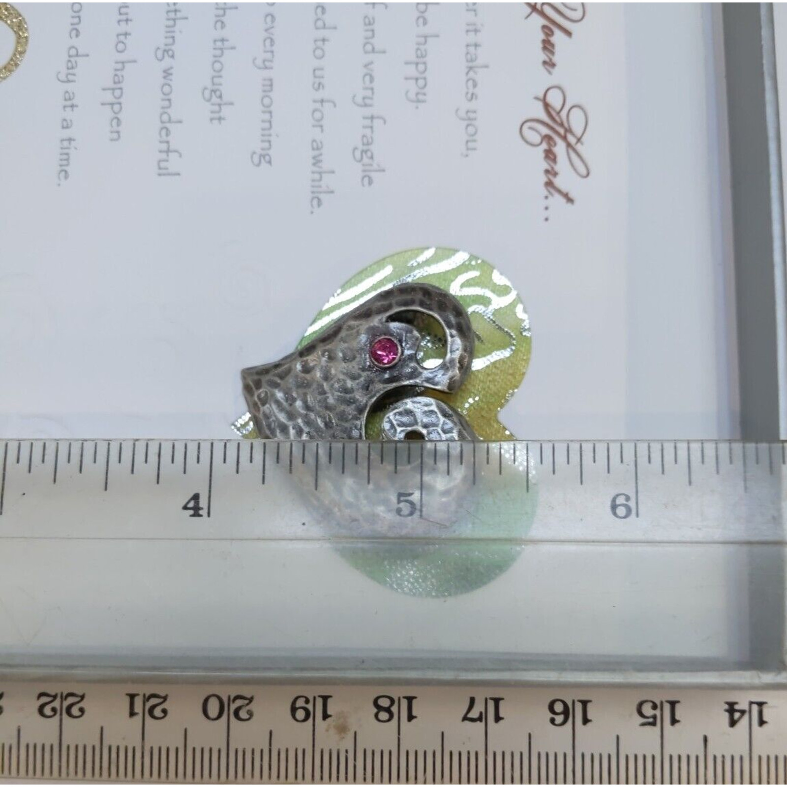 2007 Patricia Darling Dash Heart Pin Brooch With Blank Inside Card NEW Worn Box