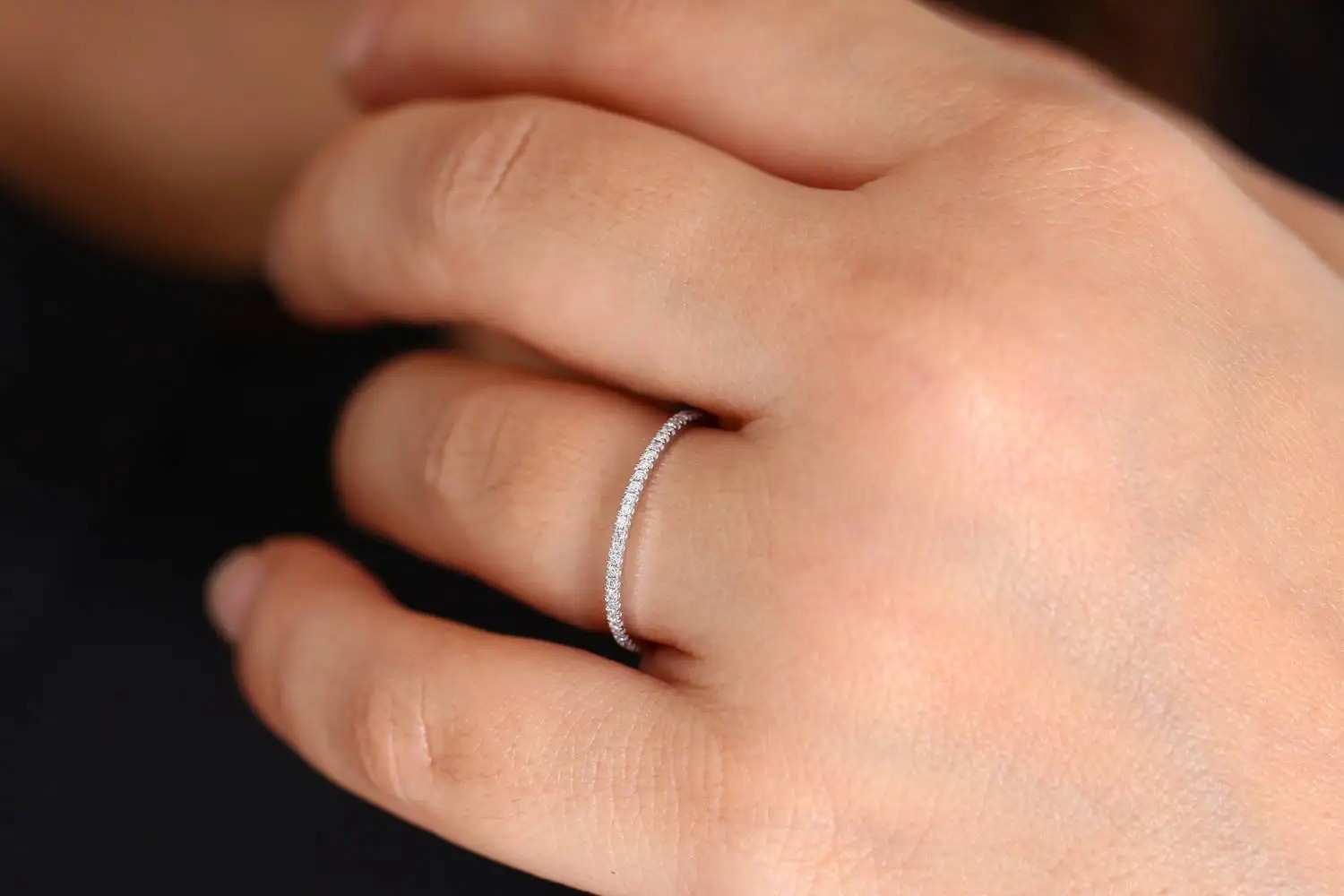 925 Sterling Silver Zircon Ring Women Luxury Micro Pave Band