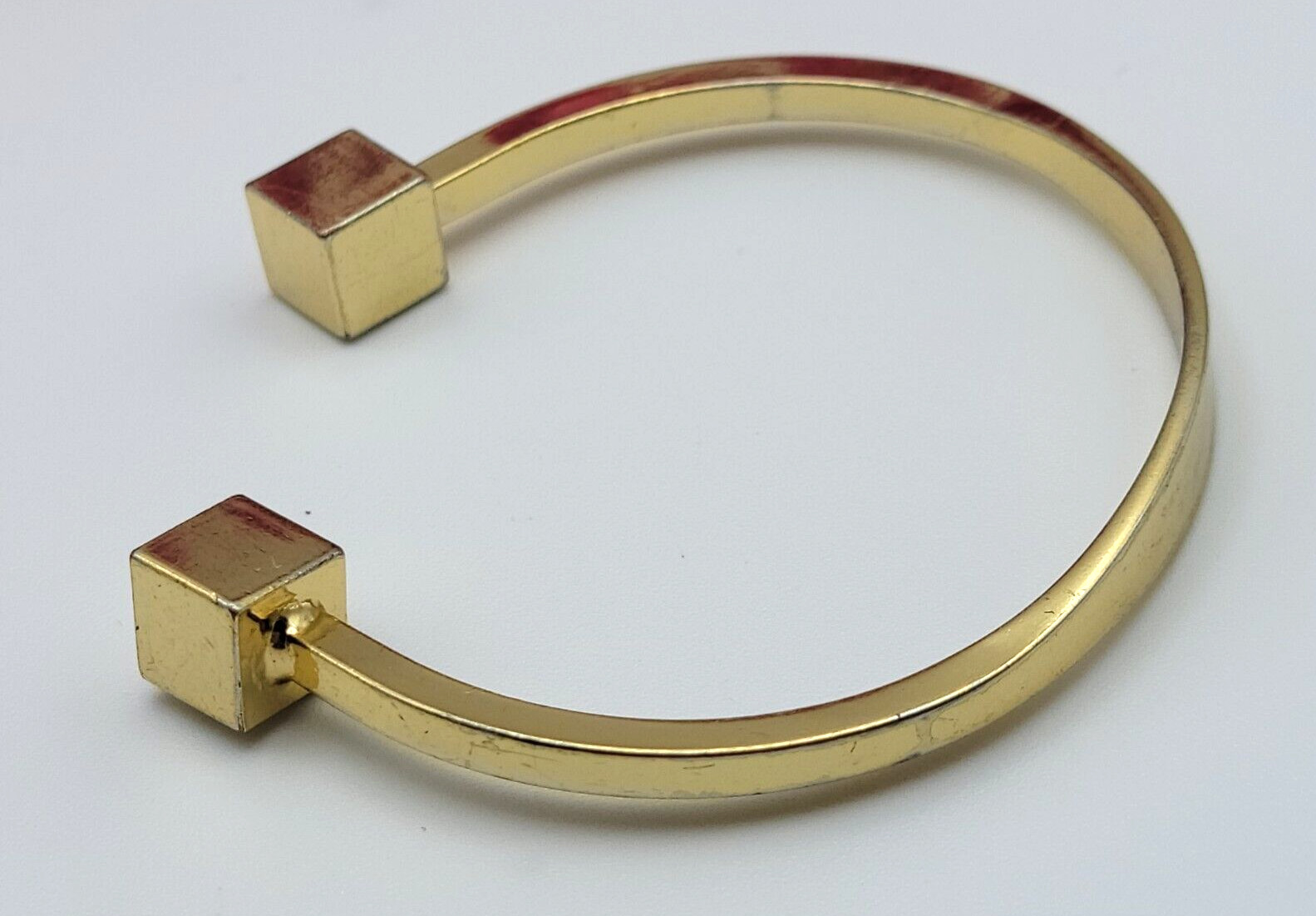 J. Crew Gold Tone Cube Charm Open Cuff Bracelet 6 Inches Size Small