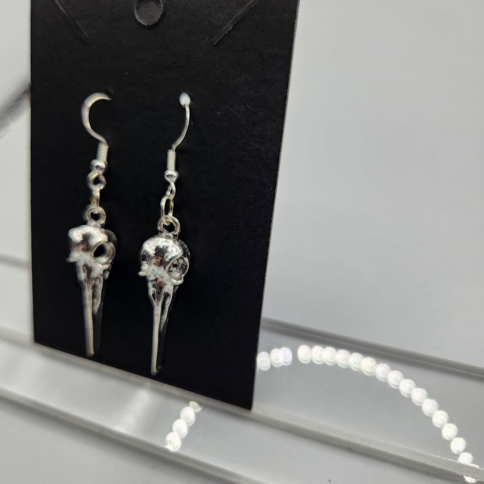 Gothic Bird Skull Necklace & Earring Set – Stainless Steel Alloy Jewelry