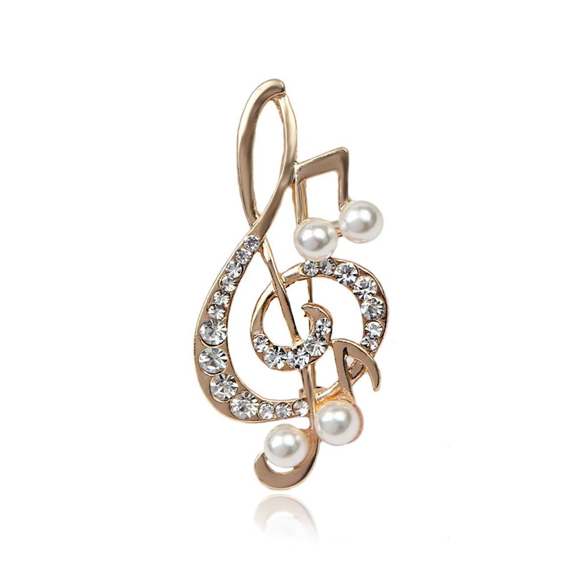 1Pcs Gold Trendy Music Note Flower Brooch, Pearl Pin for Women