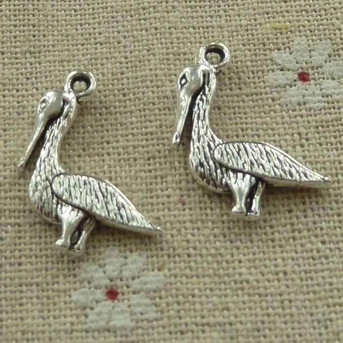 120 pcs tibetan silver Pelican charms Pendants 23X19mm L-3557 Crafts DIY