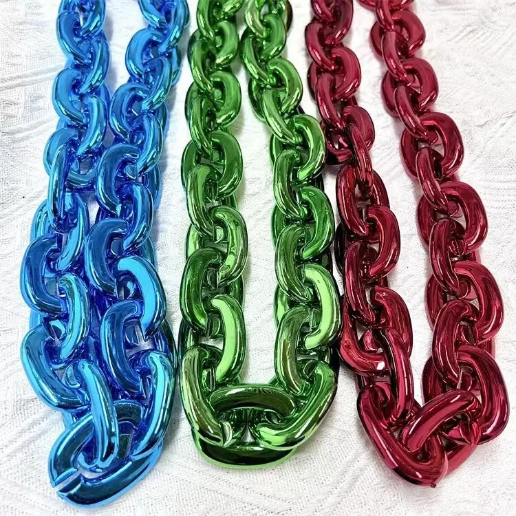 Hip Hop Large Thick Acrylic Plastic Cuban Link Chain Jewelry Necklace 32in 80cm