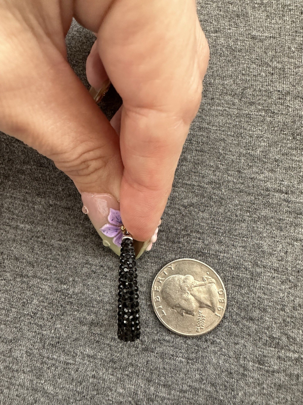 Sterling Silver 925 Black Cubic Zirconia Peek A Boo Earrings, 1.25in Long