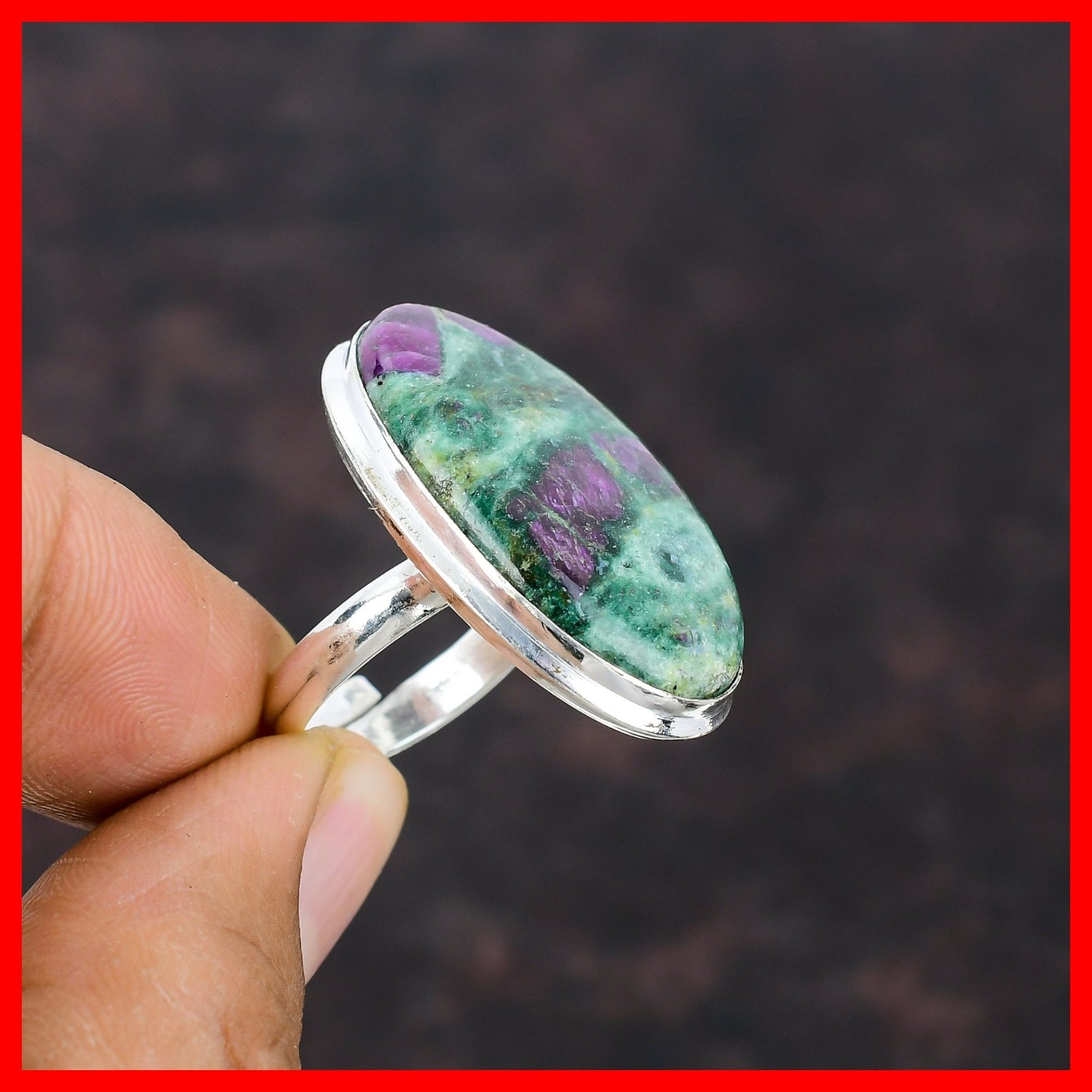 Ruby Fuchsite Gemstone 925 Sterling Silver Unique Promise New Ring Size All Size