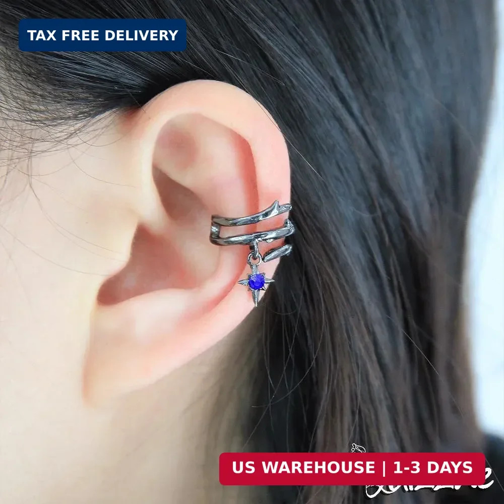 Gothic Thorns Ear Cuff Earring for Women Man Non Pierced Gem Ear Cartilage Star