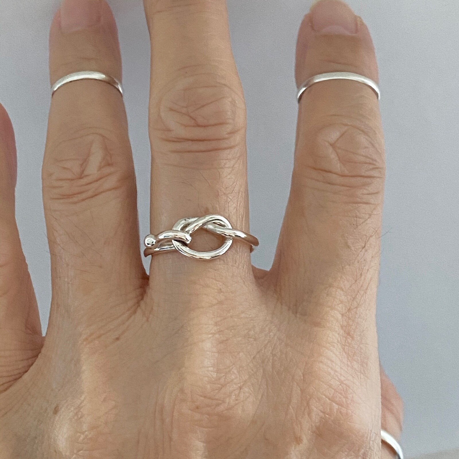 Sterling Silver Hooked Love Knot Ring, Silver Ring, Love Ring