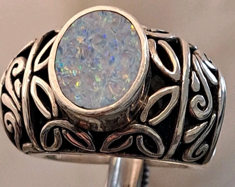 Samuel B Behnam BJC 925 Sterling Silver Lab Created Fire Opal Contour Ring 6.25