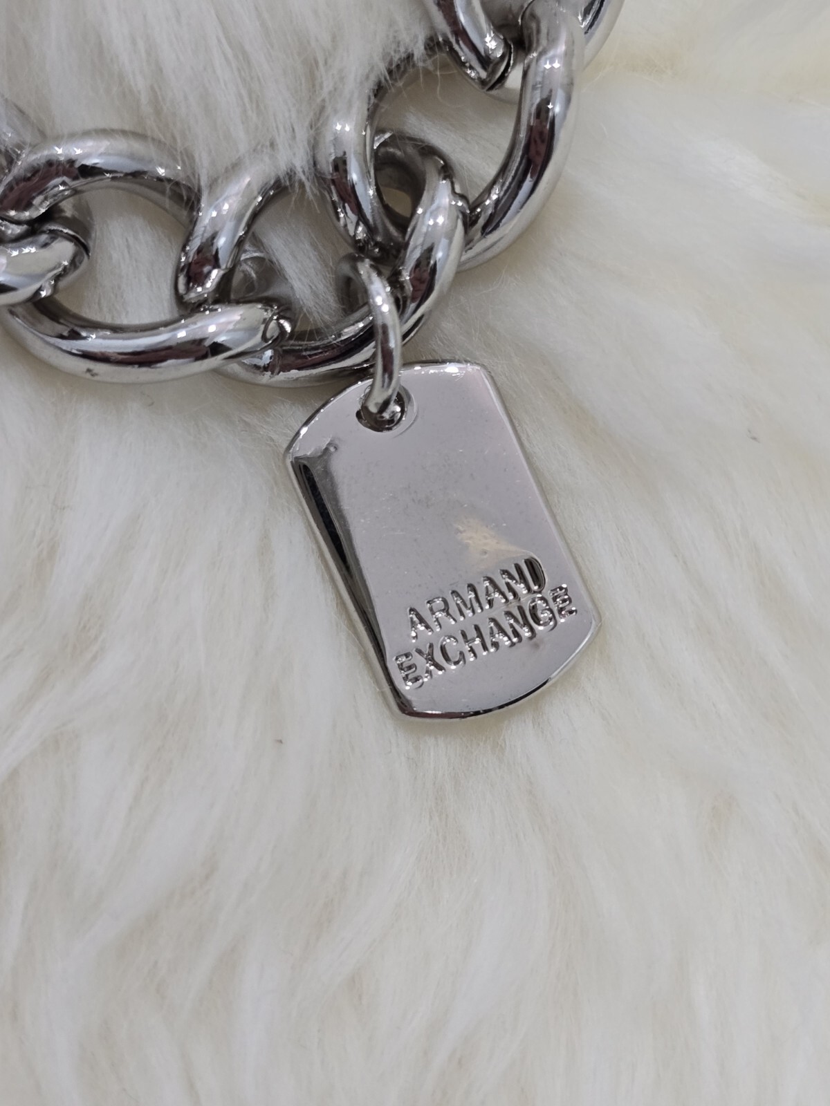 Armani Exchange Chain Bracelet Stainless Steel Silver Charms Push Lock BNWT