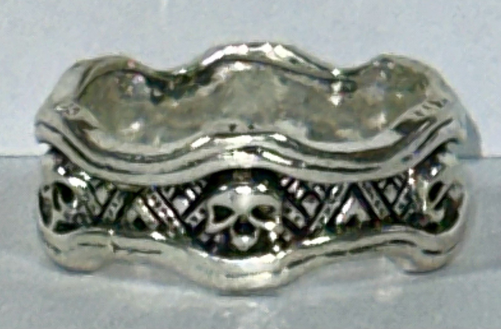 Gothic Skull Silver Ring 6 Head Celtic Knot Sz 15 Harley Davidson Biker Jewelry