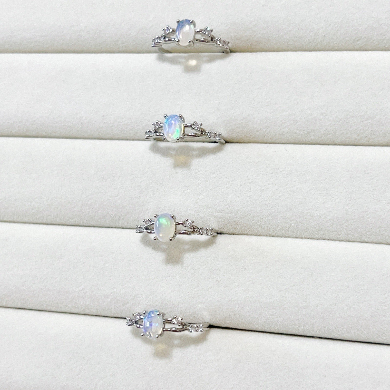 Natural Fire Opal Adjustable Ring | Silver Plated OneSize | Dainty Gemstone Ring