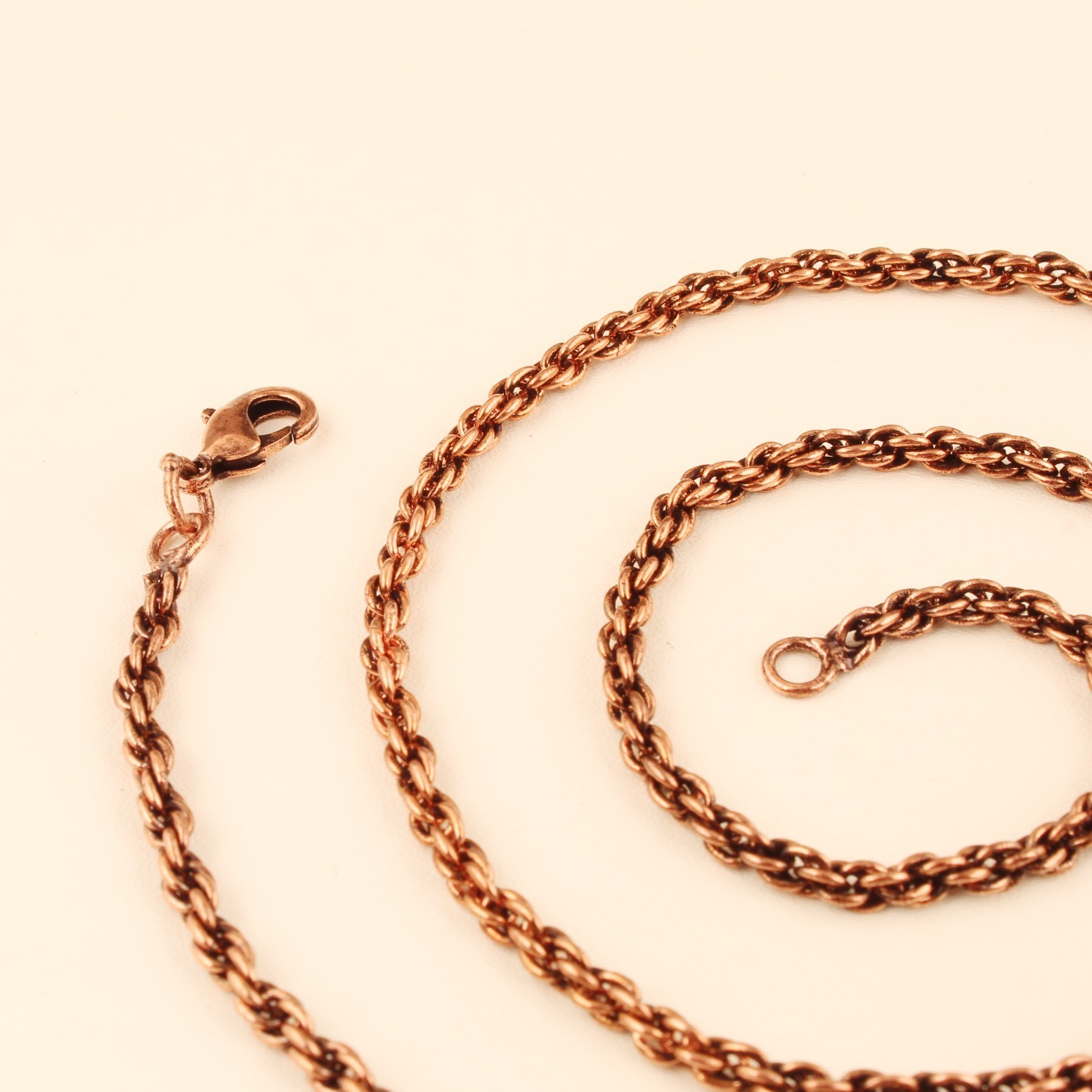 Solid Copper Rope Chain Pure Copper Oxidized Rope Chain Necklace Thickness 3mm