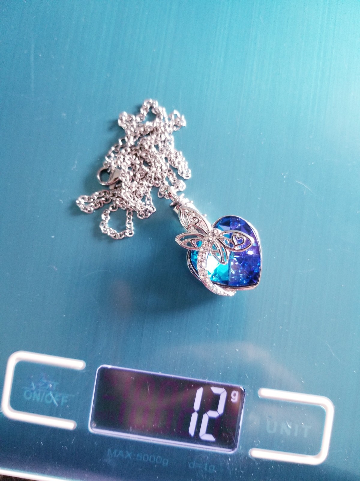 Silver Tone Urn Cremation Memorial Necklace Dragonfly Pendant for Ashes Blue