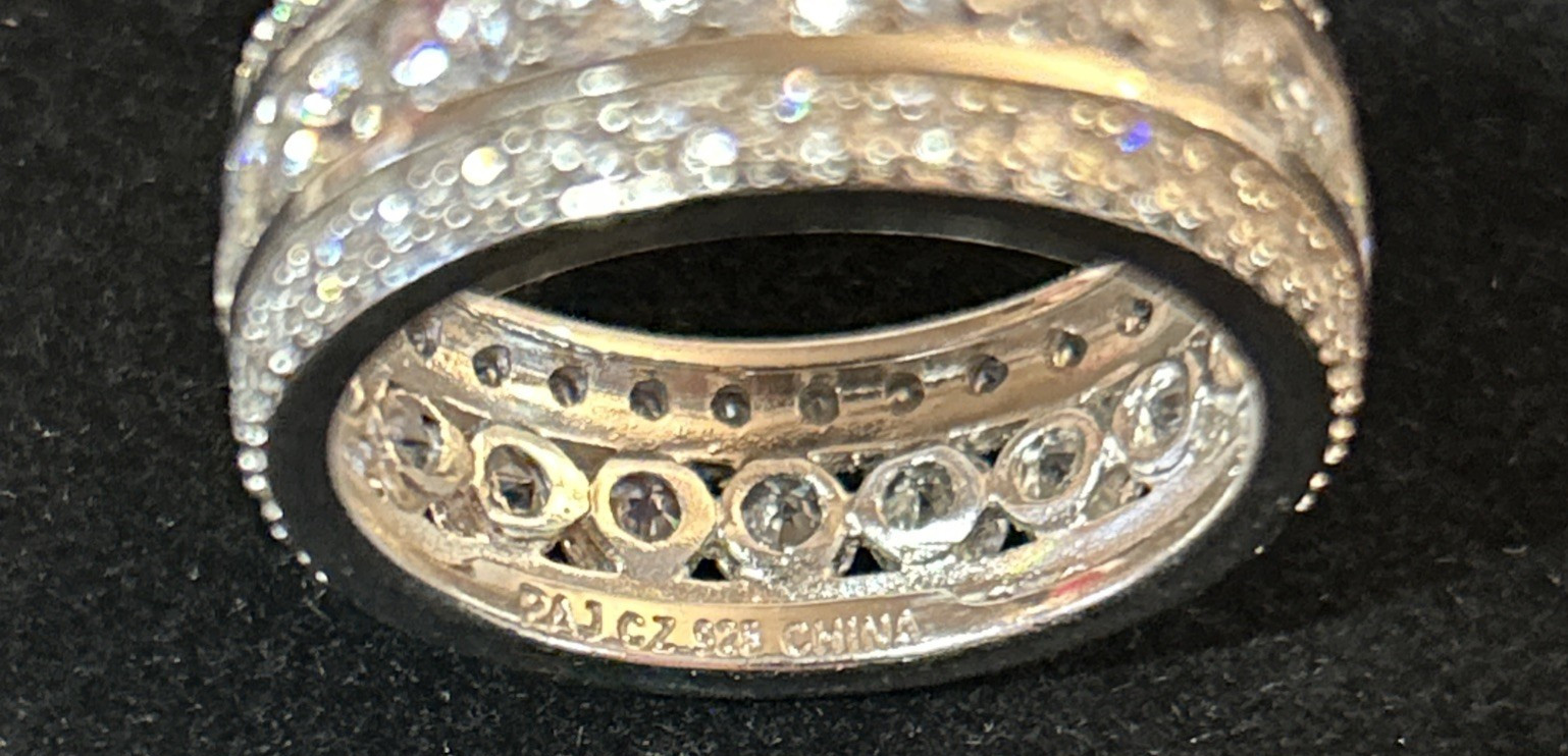 Sterling Silver 925 CZ Ring Prime Art & Jewel (PAJ) 8mm Size 9, 7.3 Grams