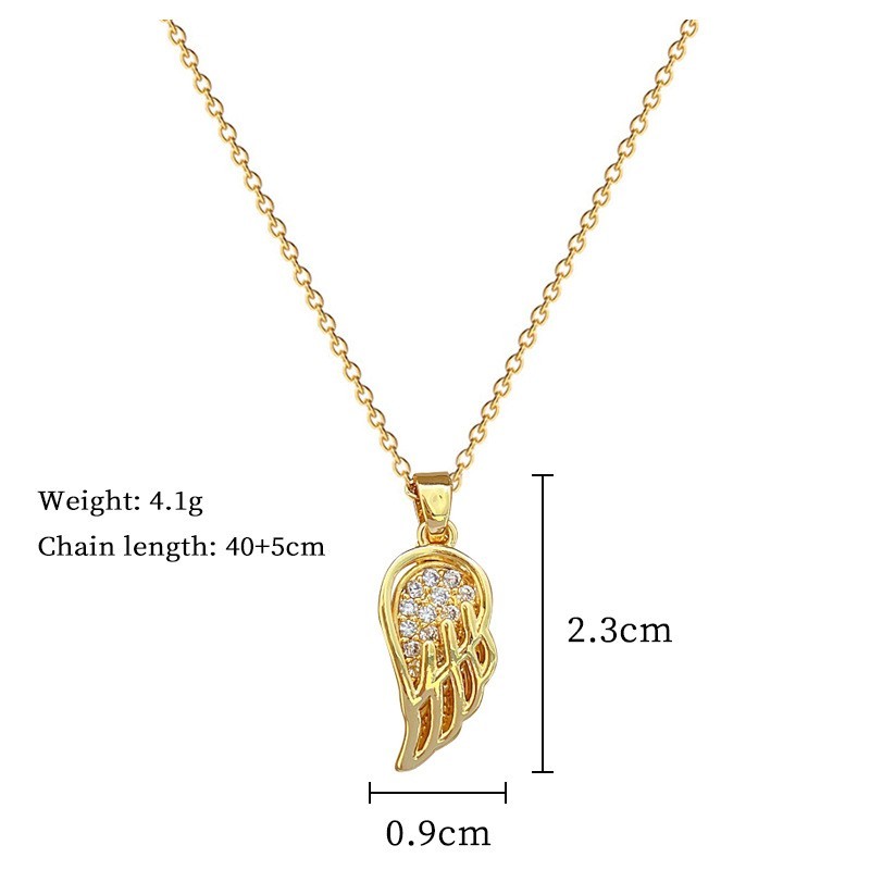 Angel Wing Necklace 18K Gold Plated Stainless Steel Cubic Zirconia Pendant