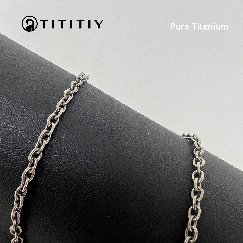 NEW 3mm Pure Titanium Necklace O Cable Link Chain Men Women Non-Allergic 23.6″