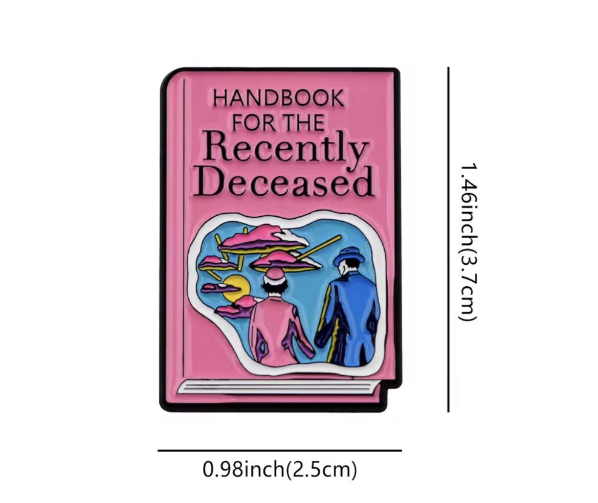 Recently Deceased Style Handbook Pin 1pc Pin Rubber Backer Horror FREE SHIPPING