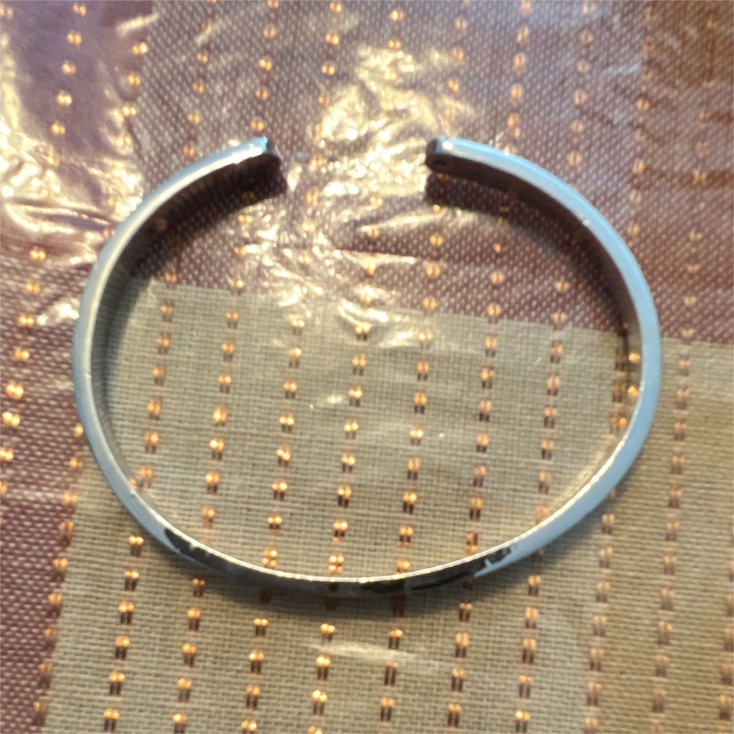Engraved Silver Tone Metal Cuff Bangle Bracelet, Sizable, Less Than 8 in