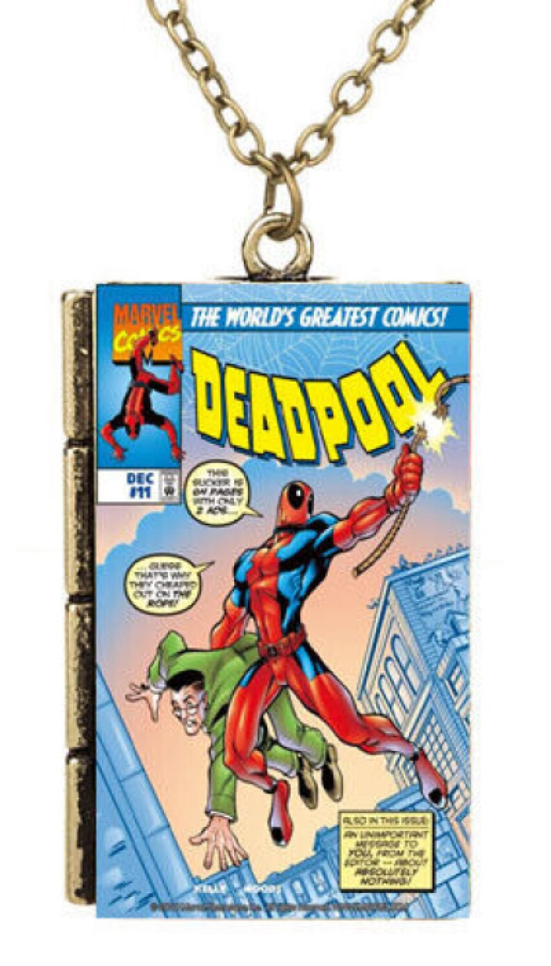 Deadpool Spiderman Comic Books Illustrated Cover Pendant Necklace Free Gift Bag