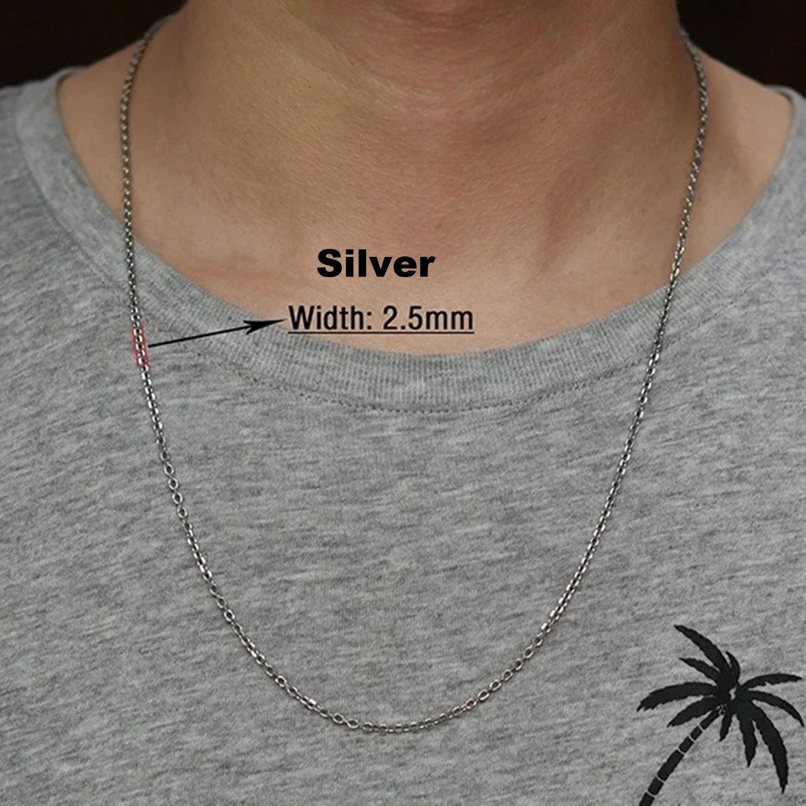 Chains Rolo Belcher Waterproof necklace stainless women men, Silver gold color