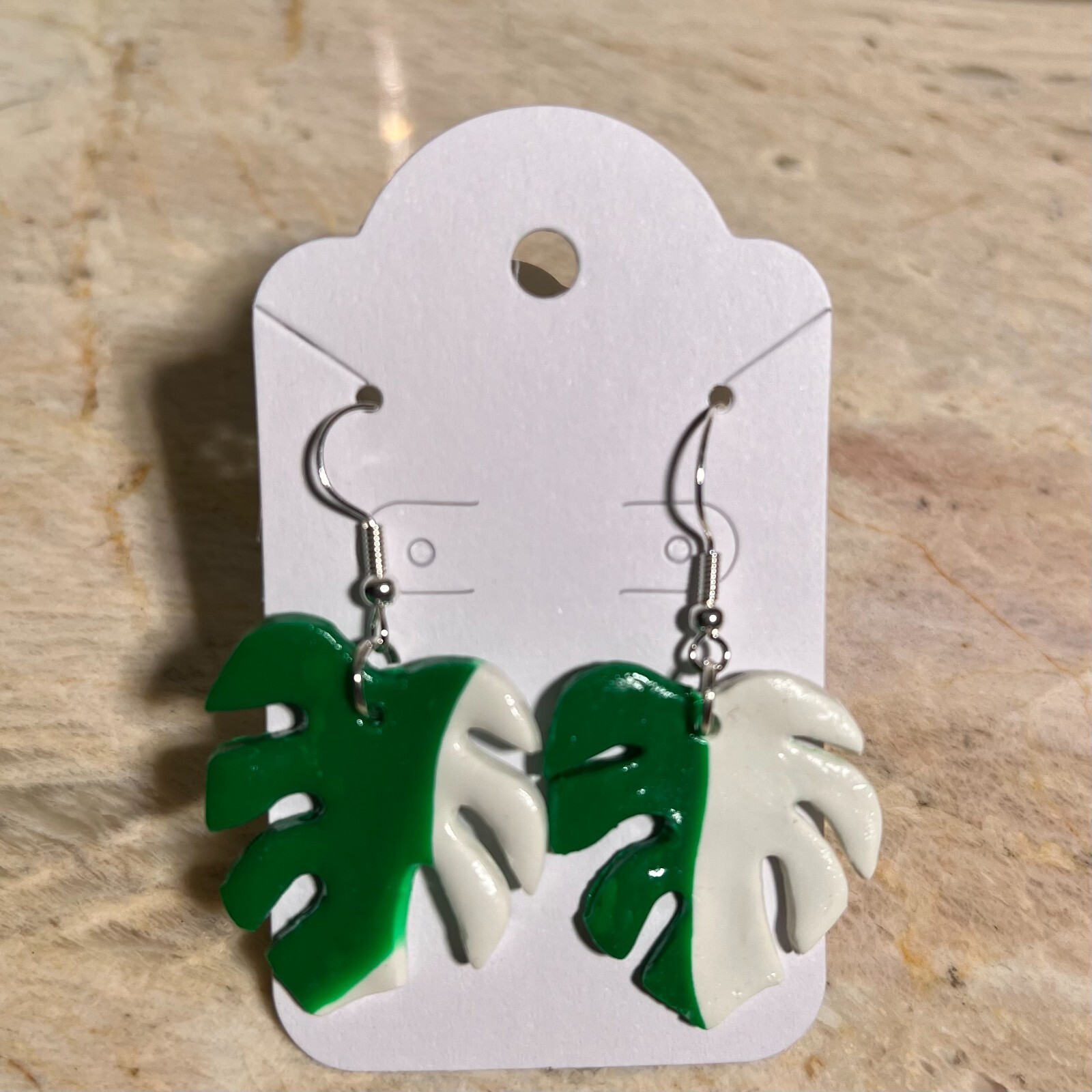 MONSTERA CLAY EARRINGS HANDMADE, GLAZED GREAT GIFT IDEA (SELECT FROM PHOTOS) #1
