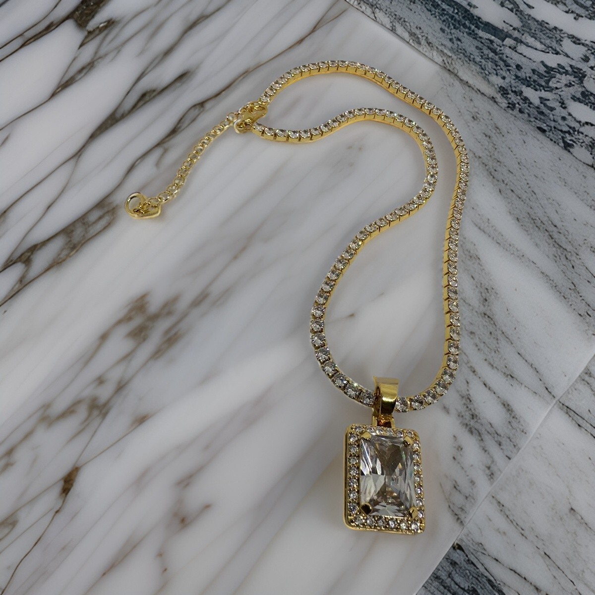 Zircon Tennis Chain pendant Necklace Charm Tarnish Free Fashion Stainless Steel