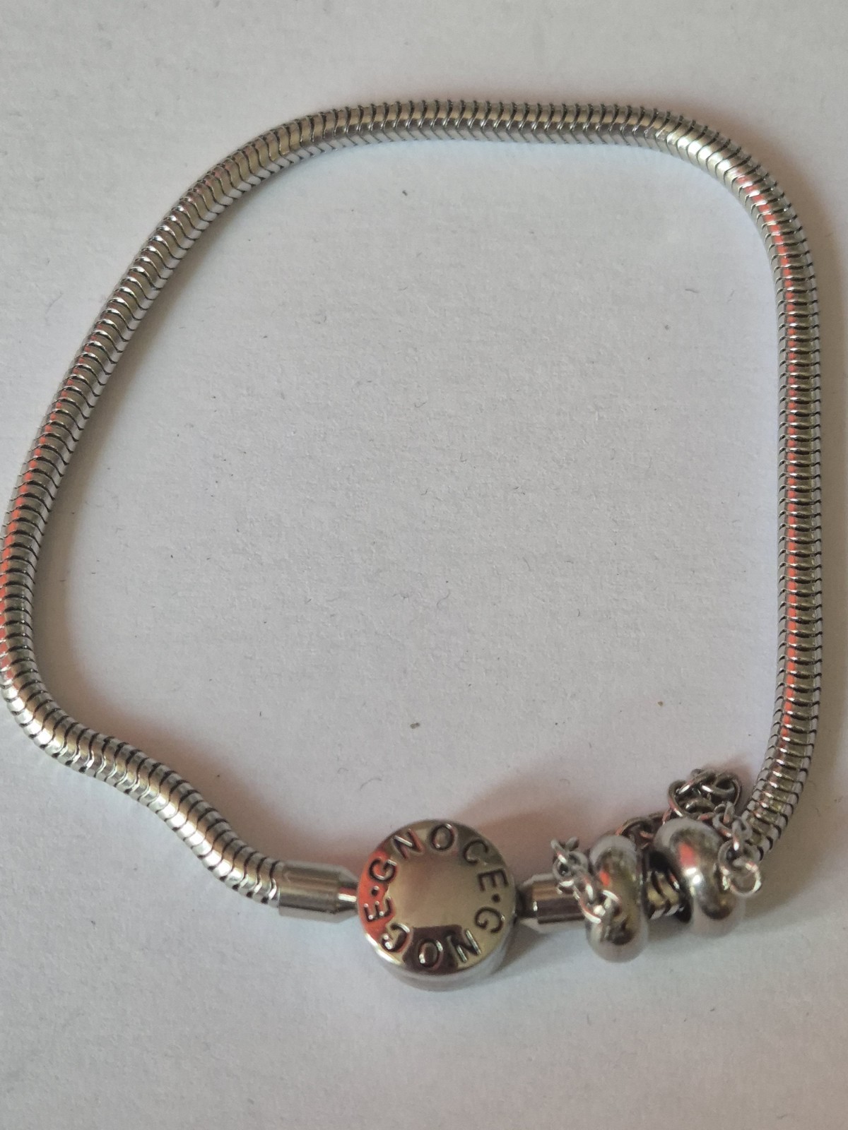GNOCE Charm Bracelet Stainless Steel Snake Chain