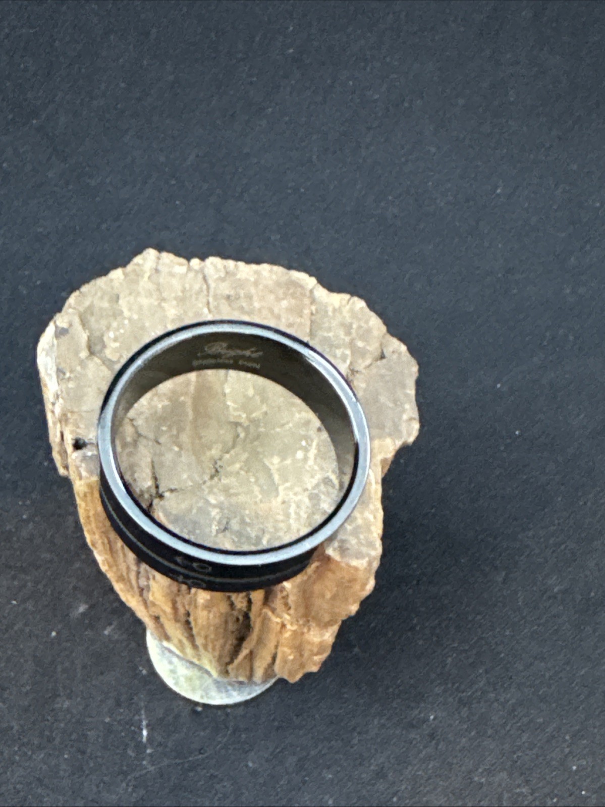 Male Female Symbol Ring 2 Tone Black Laser Cut Design