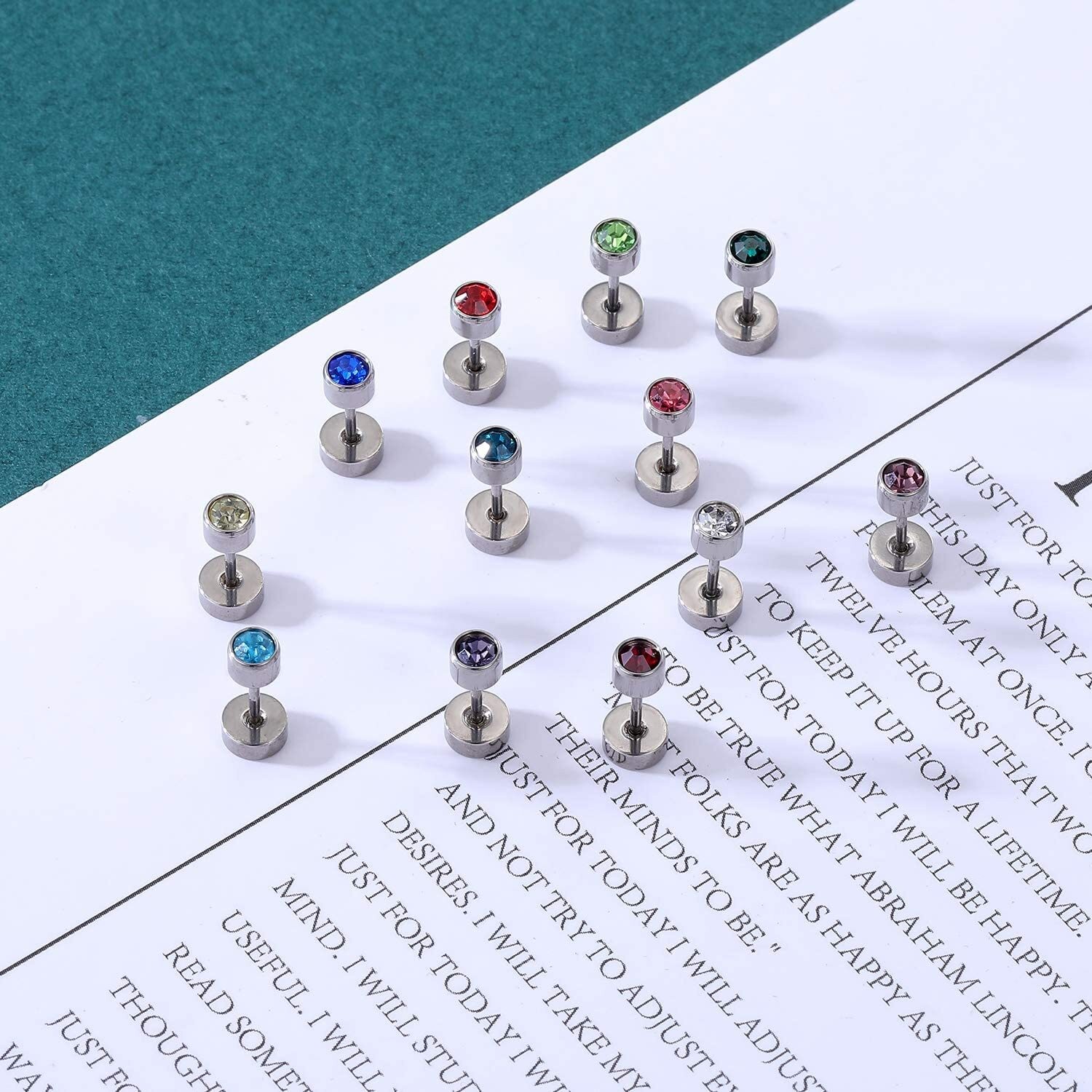 12 Pairs Ear Studs Cartilage Helix Earrings Set Stainless Steel Stud Earrings