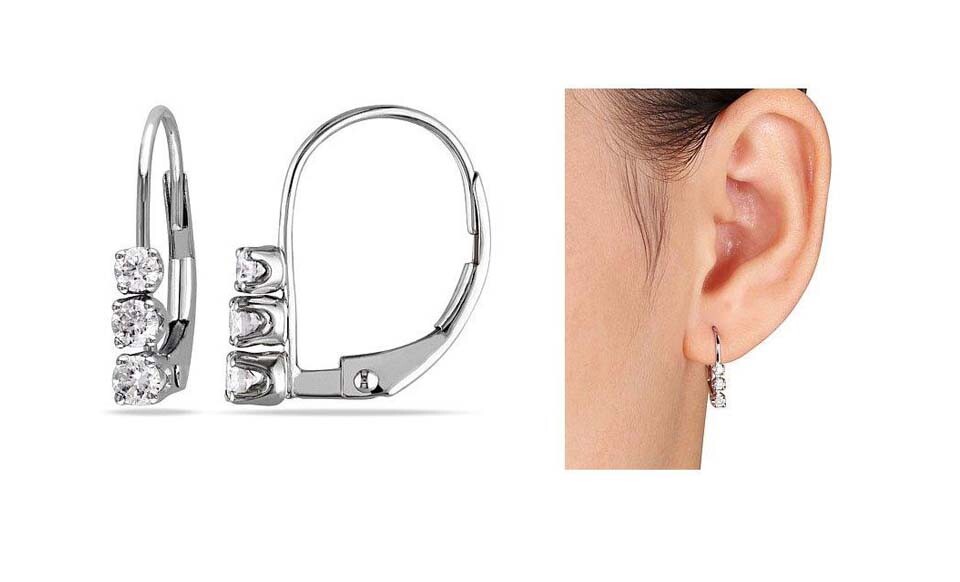 925 Sterling Silver 3.00 ct. Round 6mm CZ Leverback Earrings White Leverback