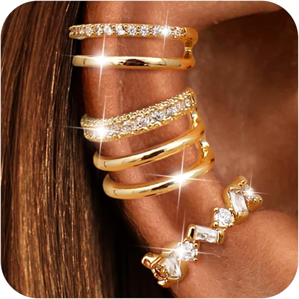 Dochais Ear Cuffs Non-Piercing Earrings for Women Cute Small Clip-On Cartilage E