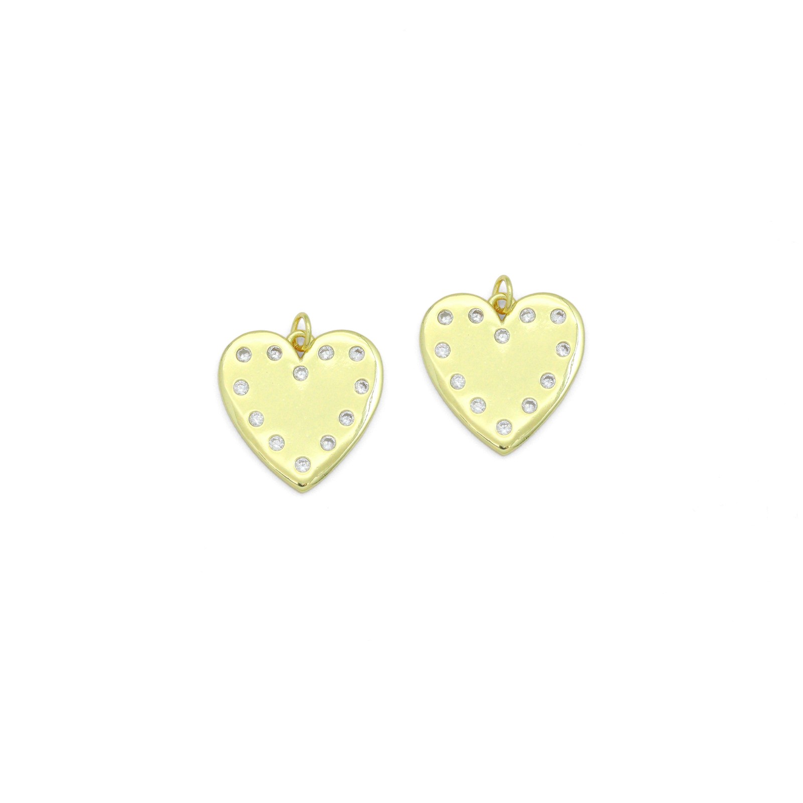 Clear CZ Round Heart Pendant charm, Sku#LX898