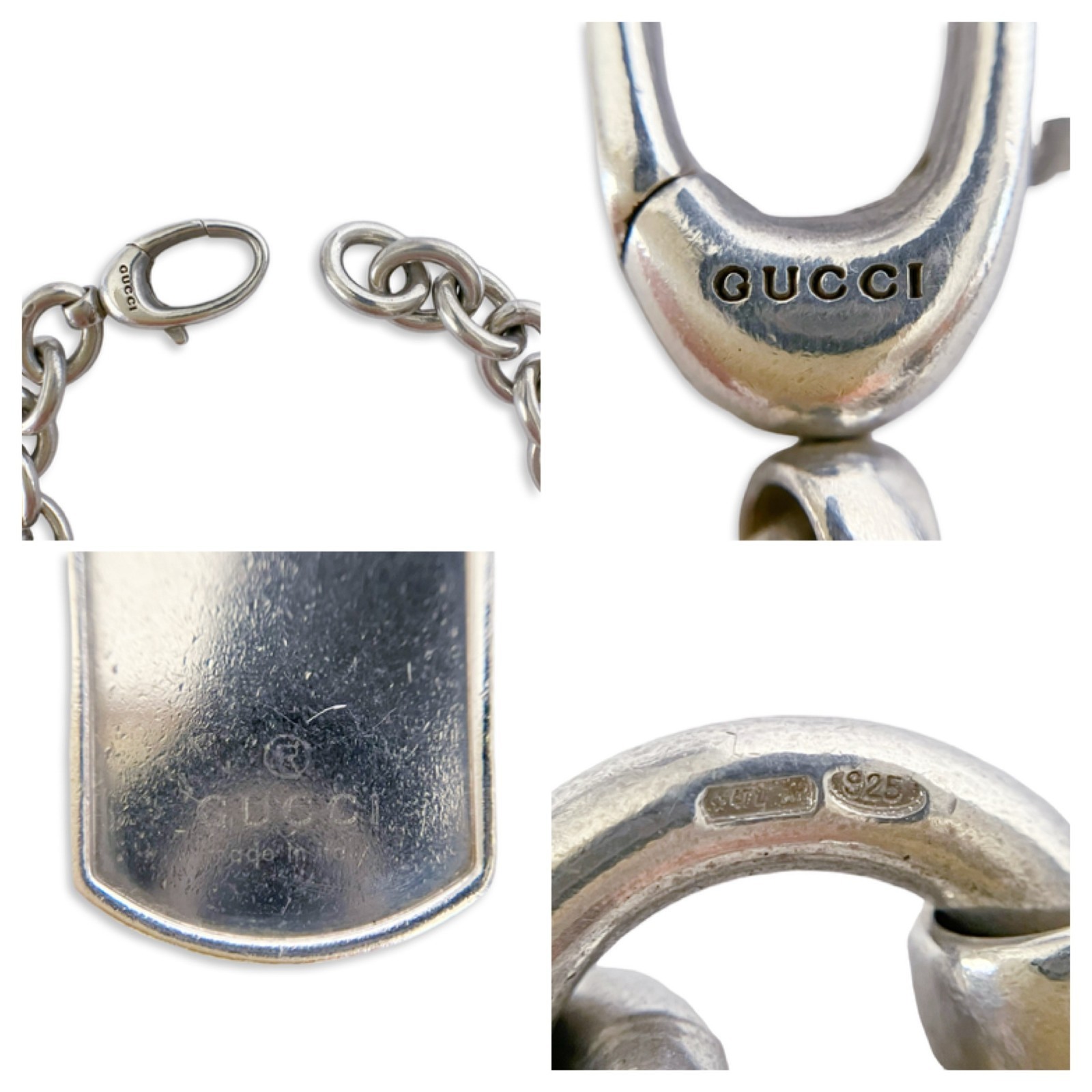 GUCCI Bracelet Double Dog Tag Donut Chain 925 Sterling Silver Comes with Box