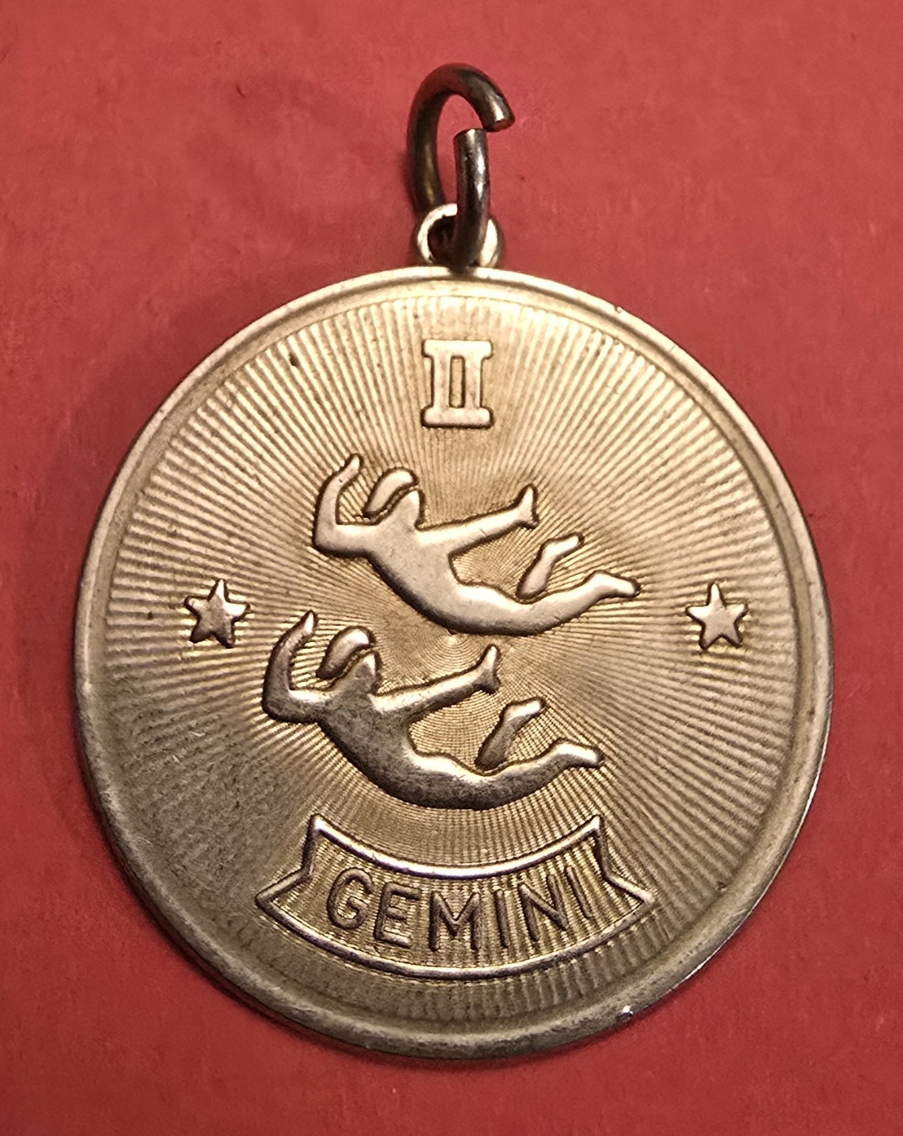 Vintage 1970s Gemini 1¼” Medallion Pendant Brass Horoscope Astrology May June